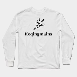 Keqing mains fan art for who mains Keqing with electro cat sword icon in black gift Long Sleeve T-Shirt